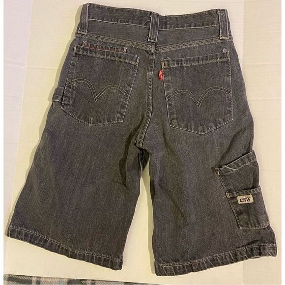 Vintage 90’s Y2K Levi’s Jean Shorts Cargo Long Wide Leg Shorts Youth 14 regular - Picture 2 of 6